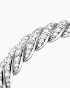 Sculpted Cable Flex Bracelet 18K White Gold with Diamonds, 11mm