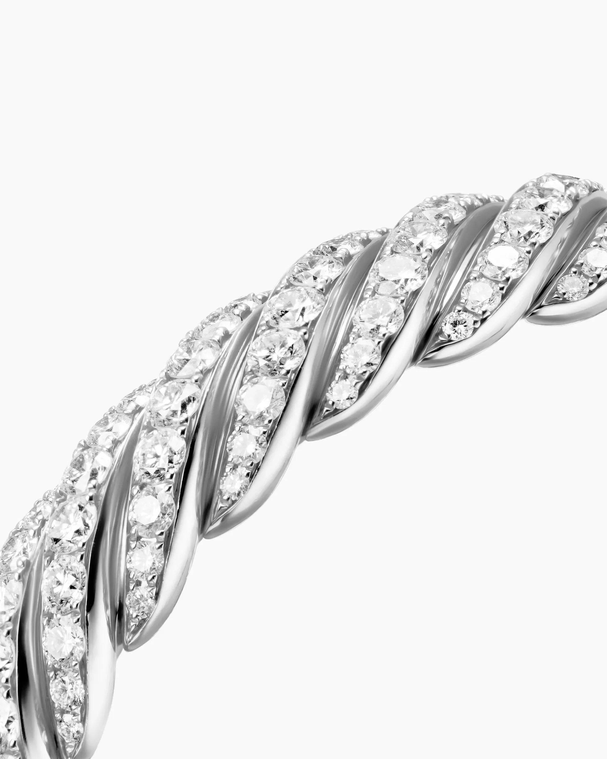Sculpted Cable Flex Bracelet 18K White Gold with Diamonds, 11mm