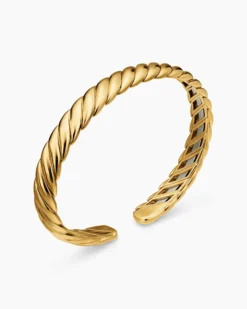 Sculpted Cable Flex Bracelet 18K Yellow Gold, 7.5mm