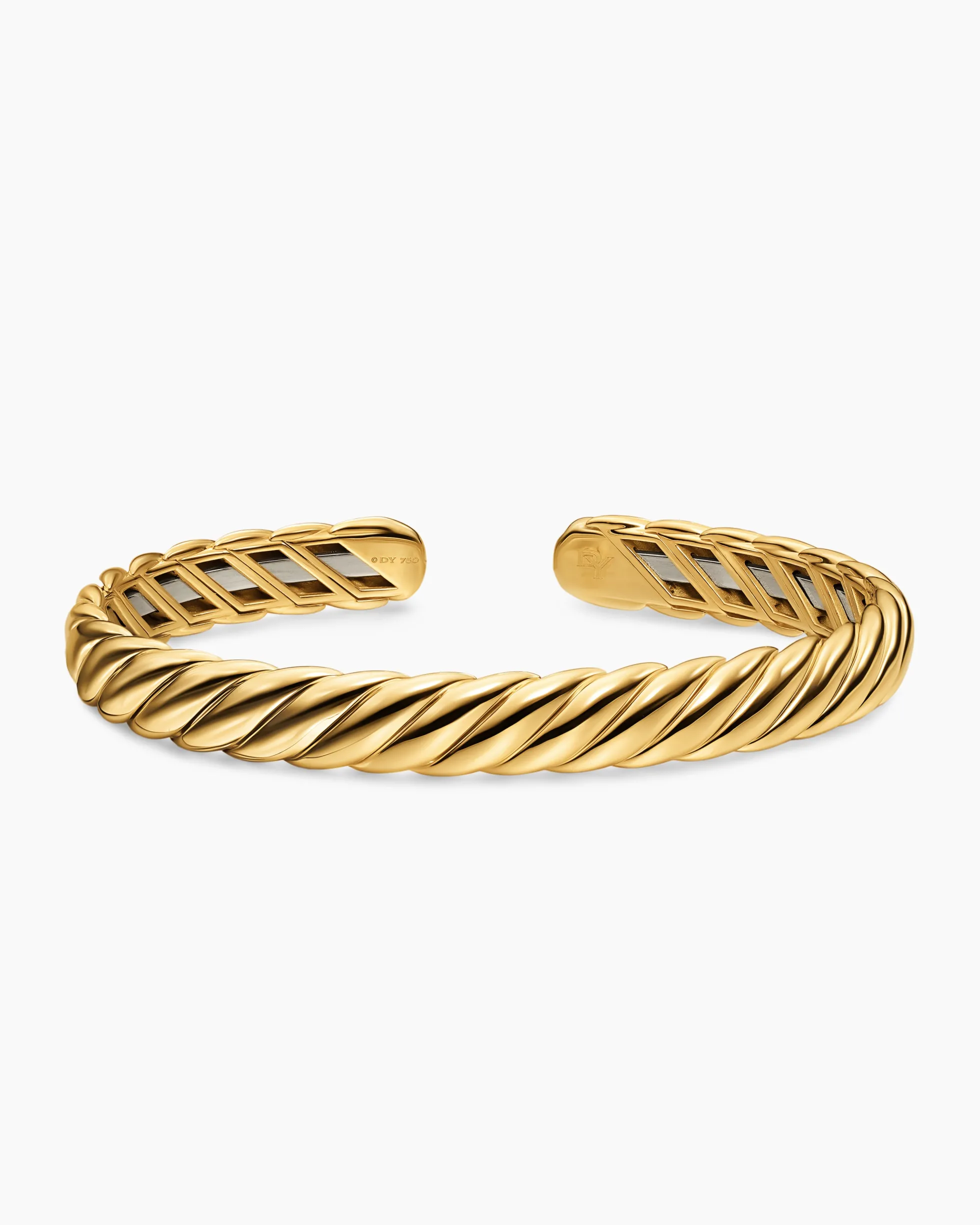 Sculpted Cable Flex Bracelet 18K Yellow Gold, 7.5mm