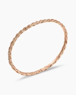 Sculpted Cable Flex Bracelet 18K Rose Gold with Cognac Diamonds, 3.5mm