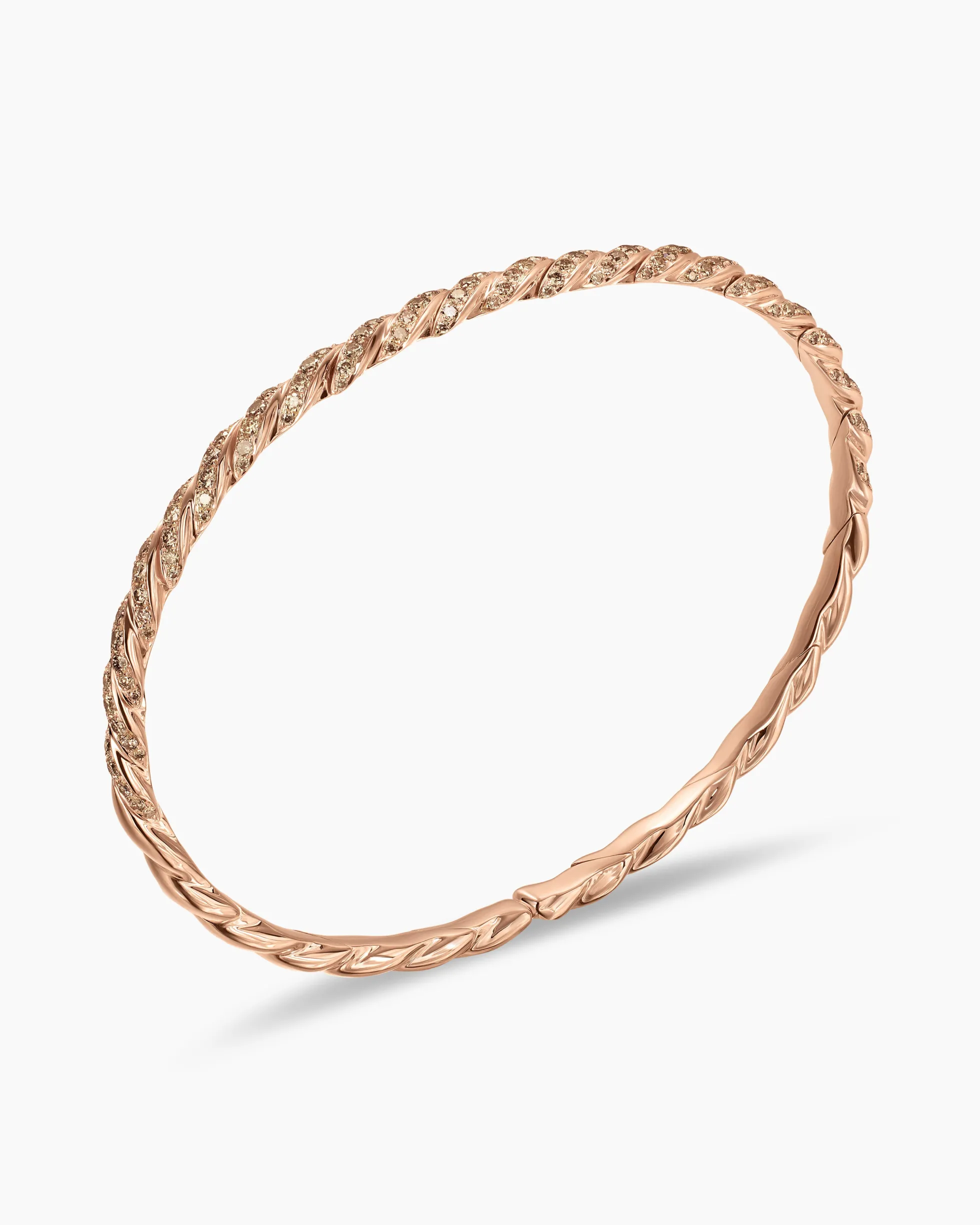 Sculpted Cable Flex Bracelet 18K Rose Gold with Cognac Diamonds, 3.5mm