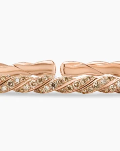 Sculpted Cable Flex Bracelet 18K Rose Gold with Cognac Diamonds, 3.5mm