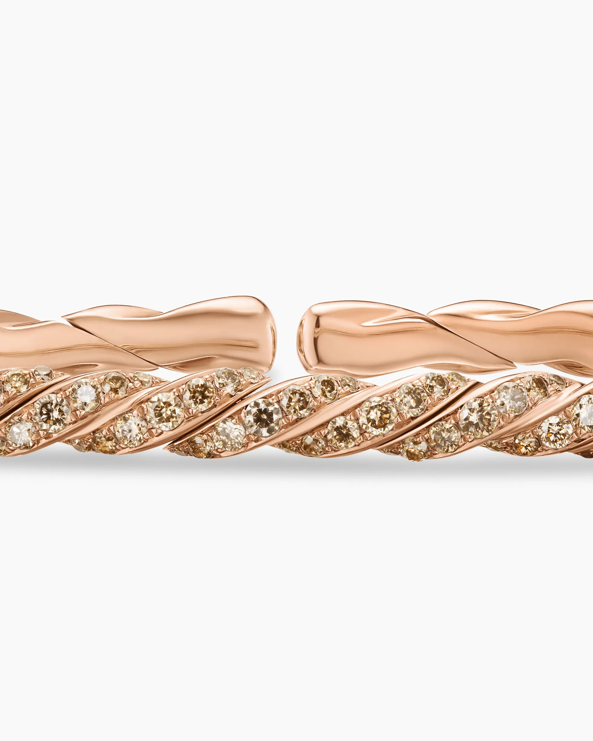 Sculpted Cable Flex Bracelet 18K Rose Gold with Cognac Diamonds, 3.5mm