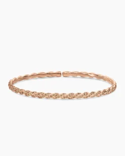 Sculpted Cable Flex Bracelet 18K Rose Gold with Cognac Diamonds, 3.5mm