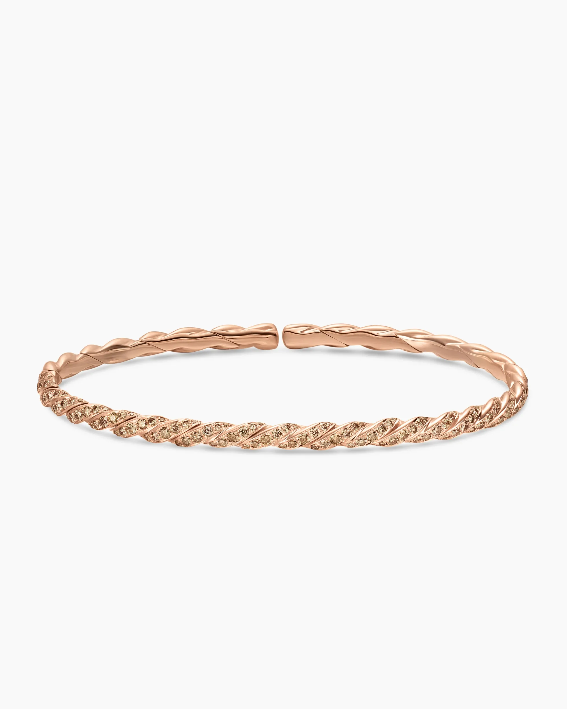 Sculpted Cable Flex Bracelet 18K Rose Gold with Cognac Diamonds, 3.5mm