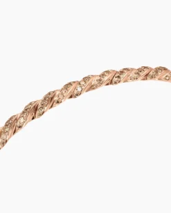 Sculpted Cable Flex Bracelet 18K Rose Gold with Cognac Diamonds, 3.5mm