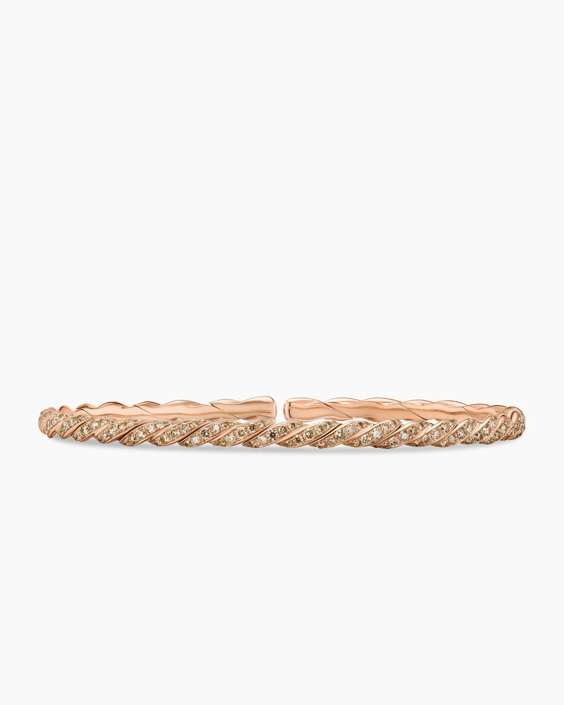 Sculpted Cable Flex Bracelet 18K Rose Gold with Cognac Diamonds, 3.5mm