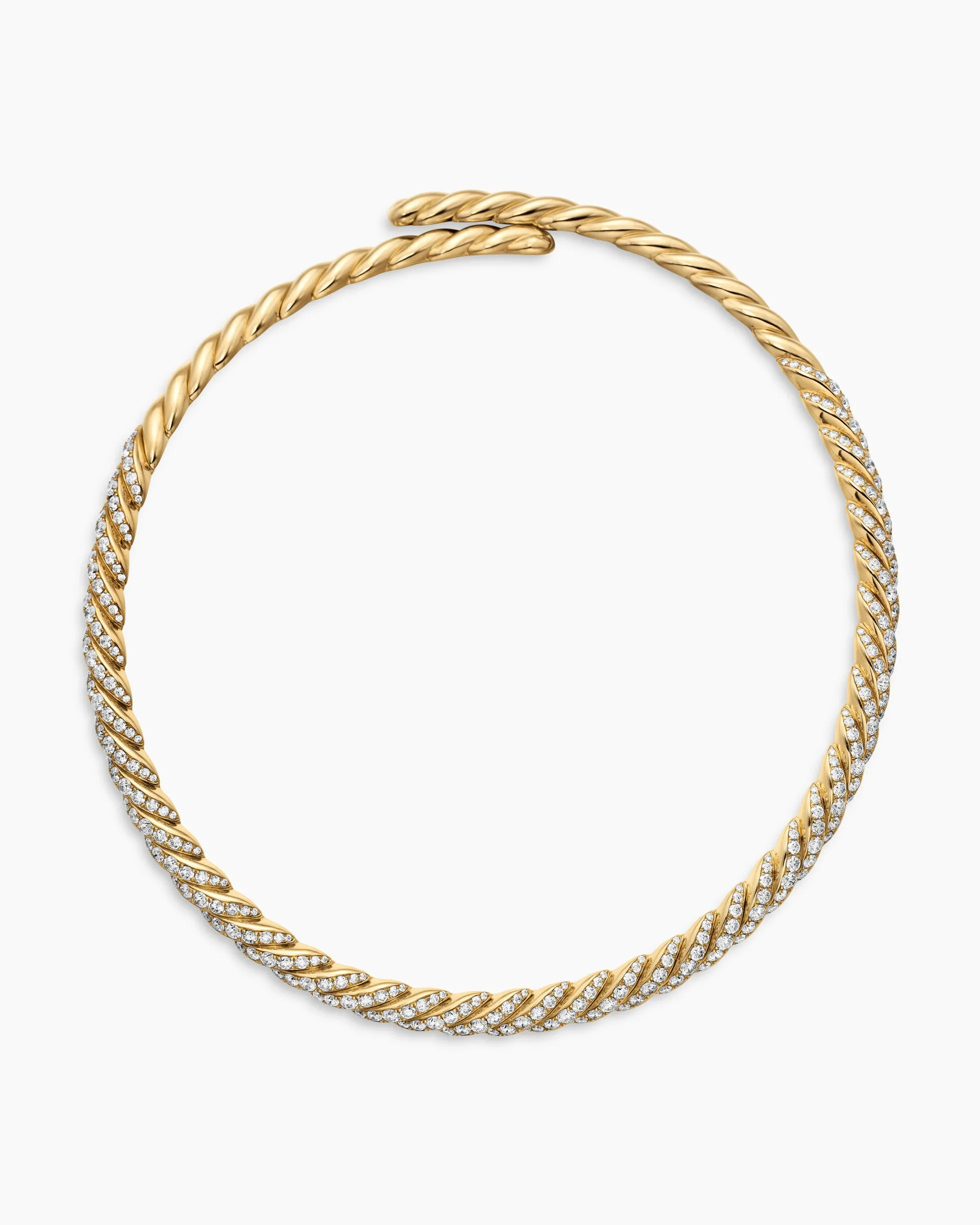 Sculpted Cable Flex Necklace 18K Yellow Gold with Diamonds, 7.5mm