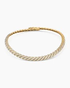 Sculpted Cable Flex Necklace 18K Yellow Gold with Diamonds, 7.5mm