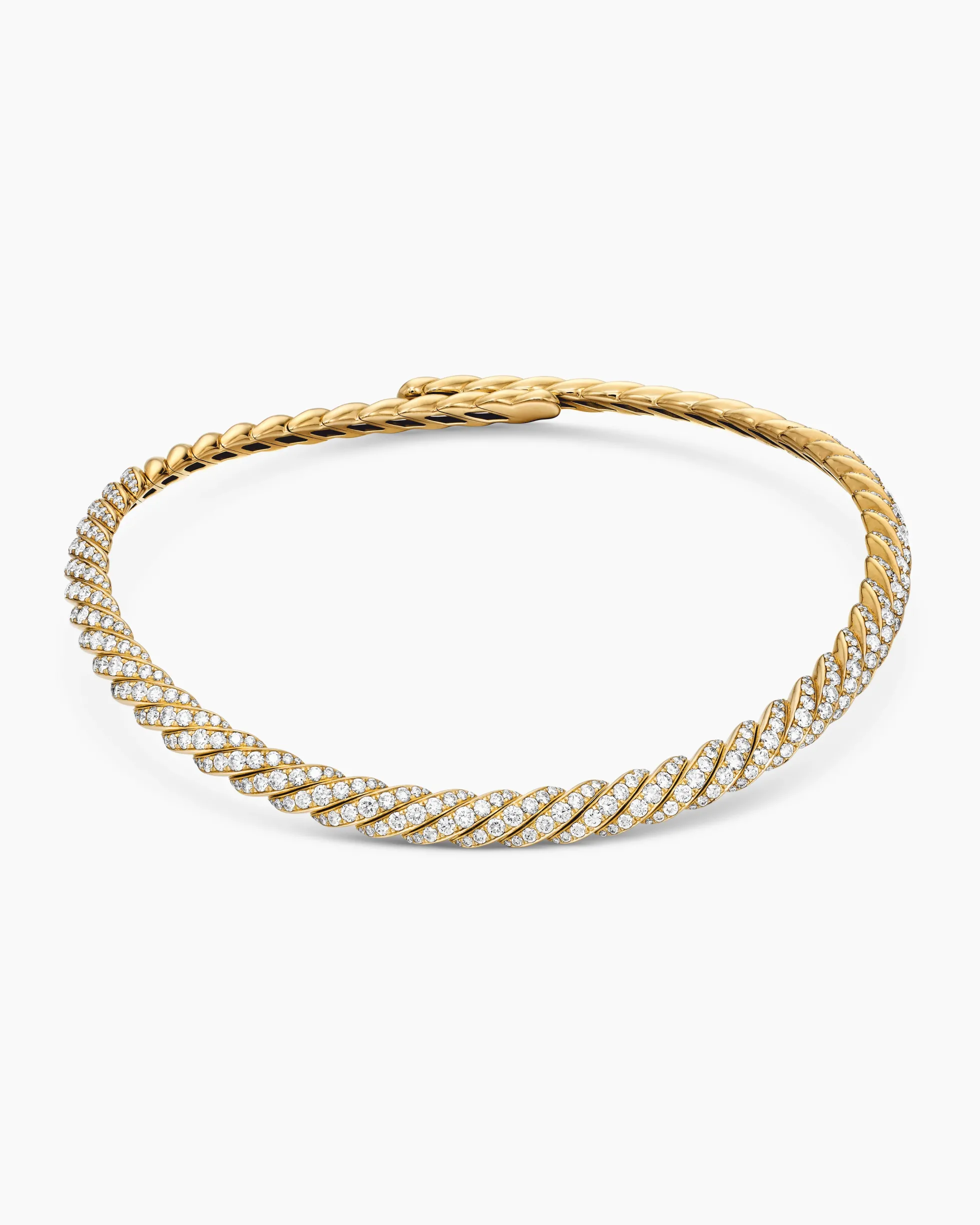 Sculpted Cable Flex Necklace 18K Yellow Gold with Diamonds, 7.5mm