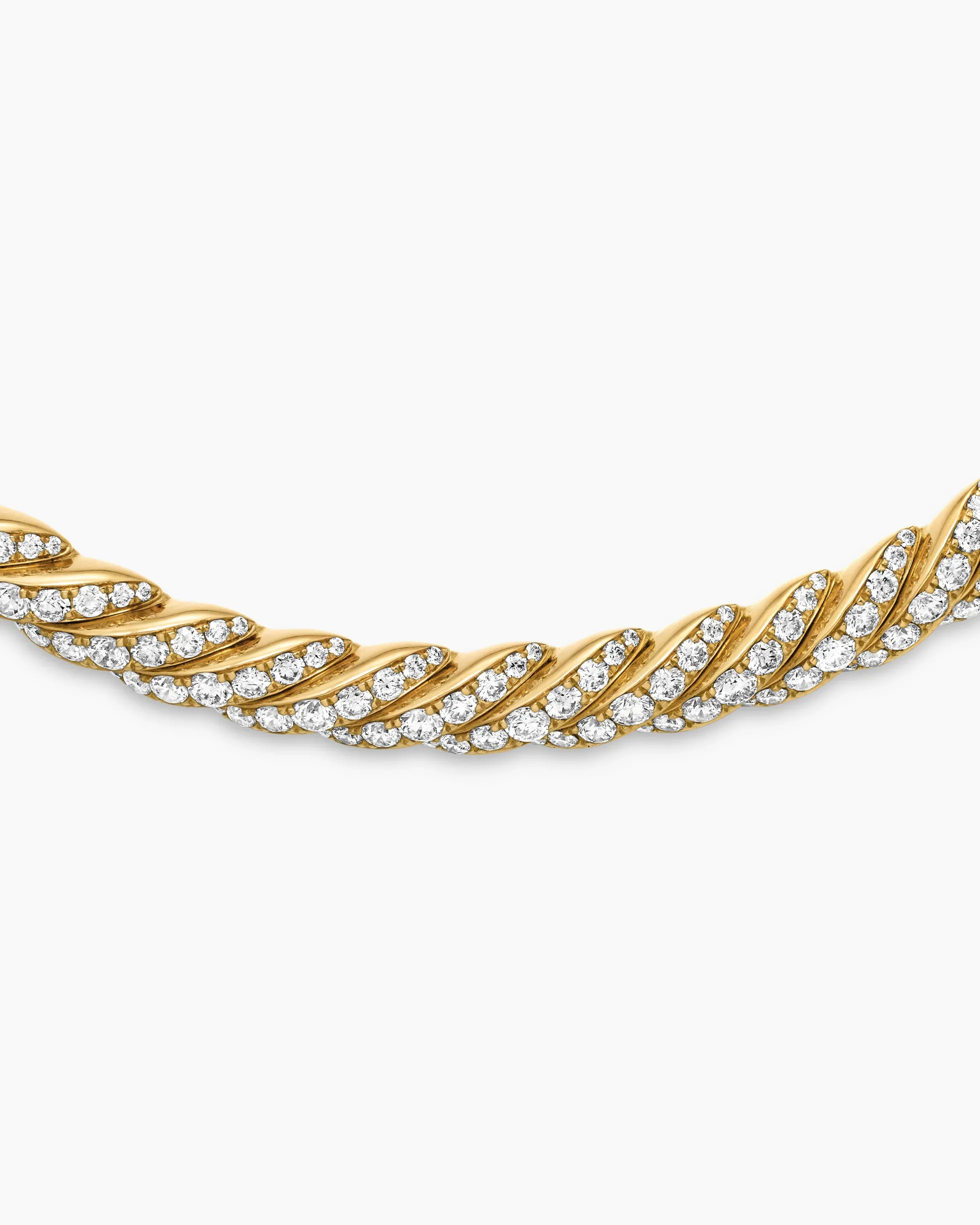 Sculpted Cable Flex Necklace 18K Yellow Gold with Diamonds, 7.5mm