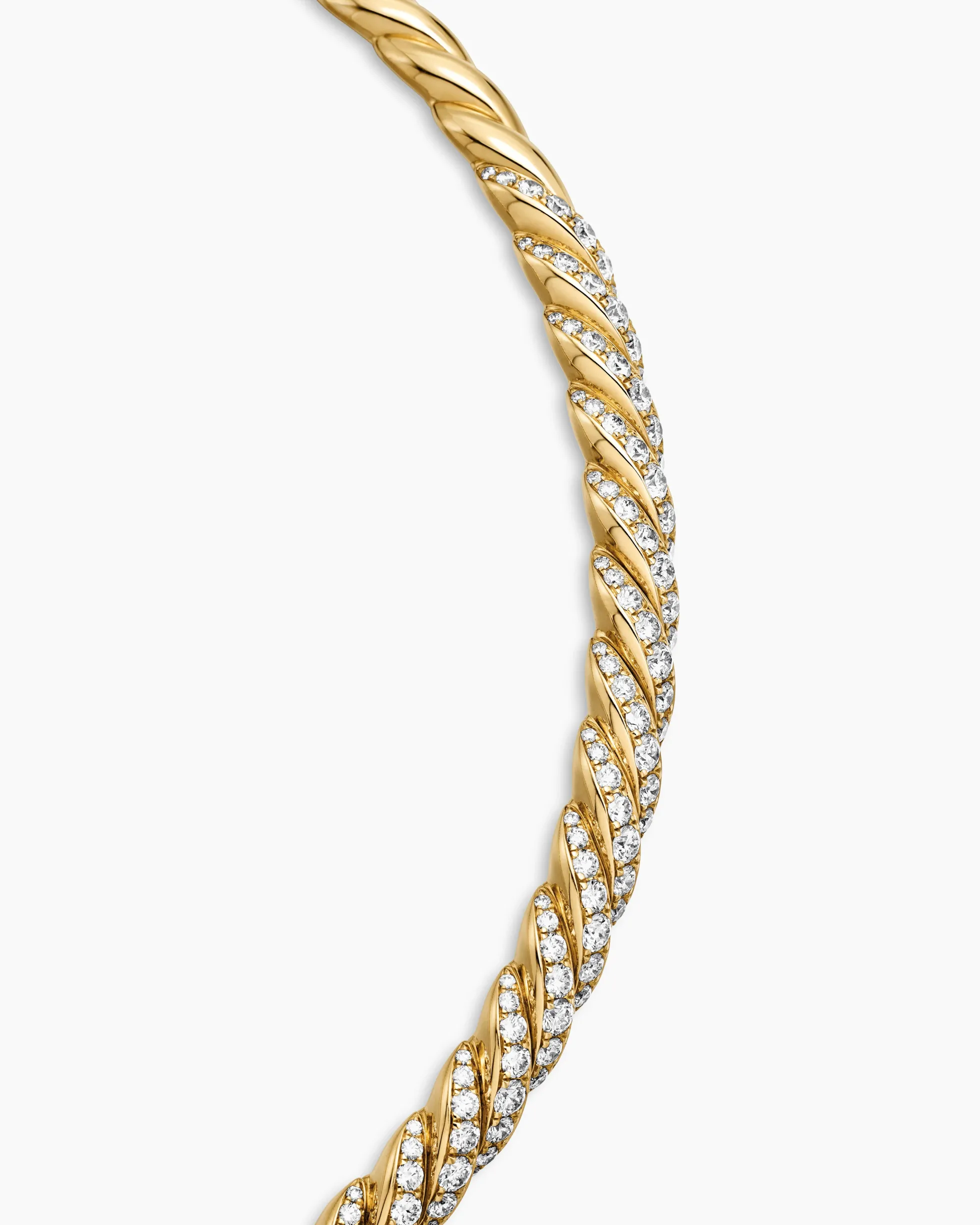 Sculpted Cable Flex Necklace 18K Yellow Gold with Diamonds, 7.5mm