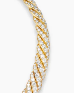 Sculpted Cable Flex Necklace 18K Yellow Gold with Diamonds, 11mm