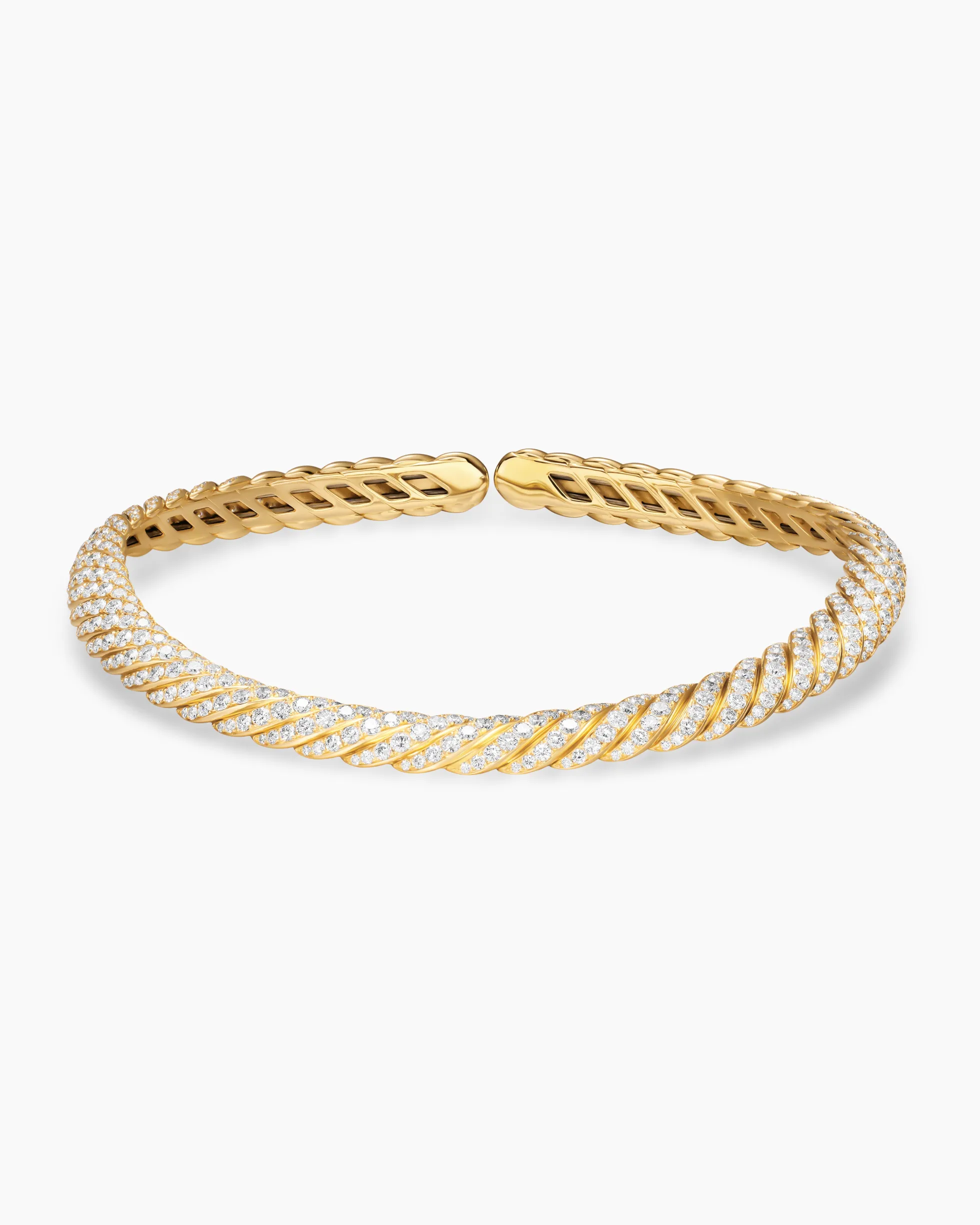 Sculpted Cable Flex Necklace 18K Yellow Gold with Diamonds, 11mm