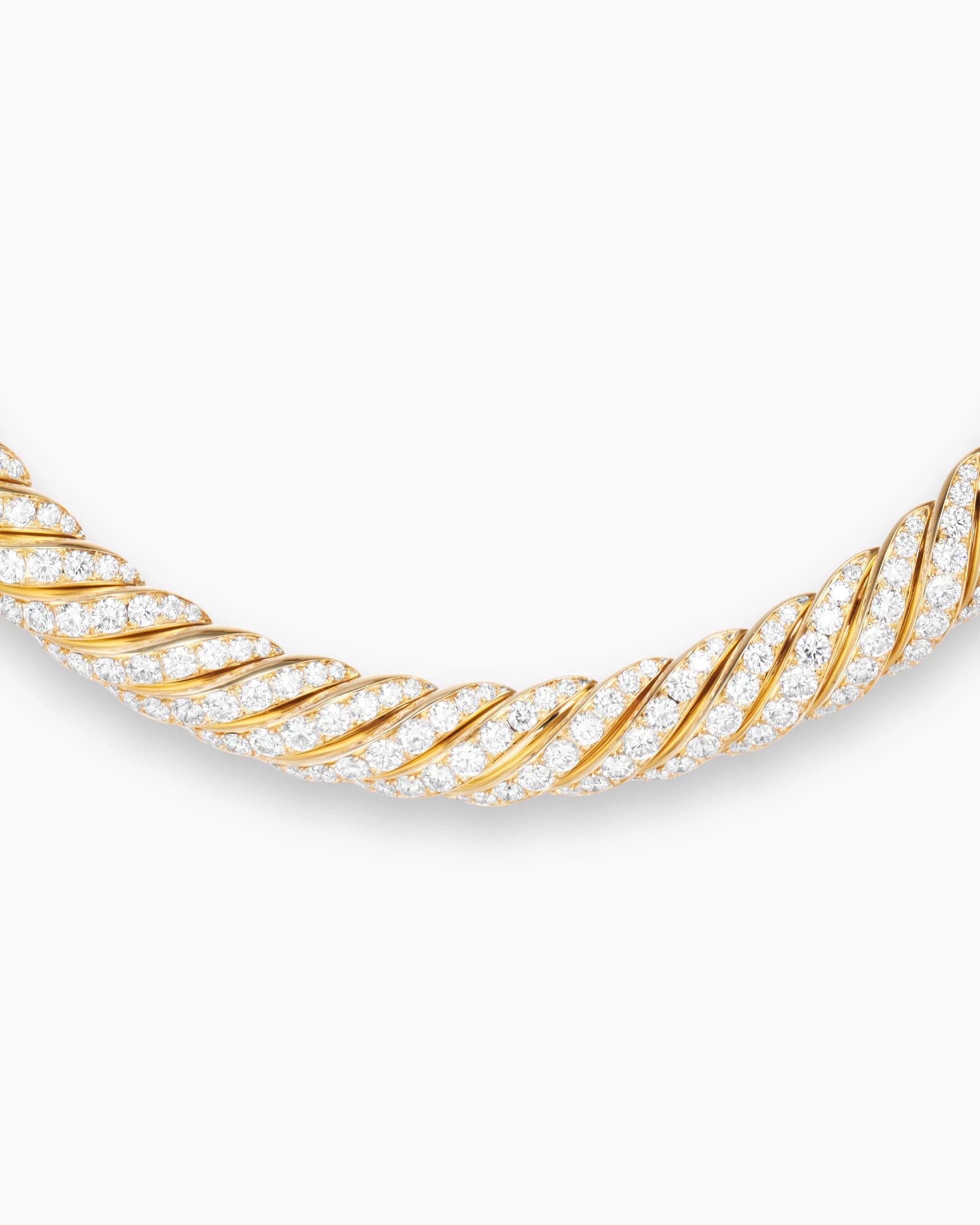 Sculpted Cable Flex Necklace 18K Yellow Gold with Diamonds, 11mm