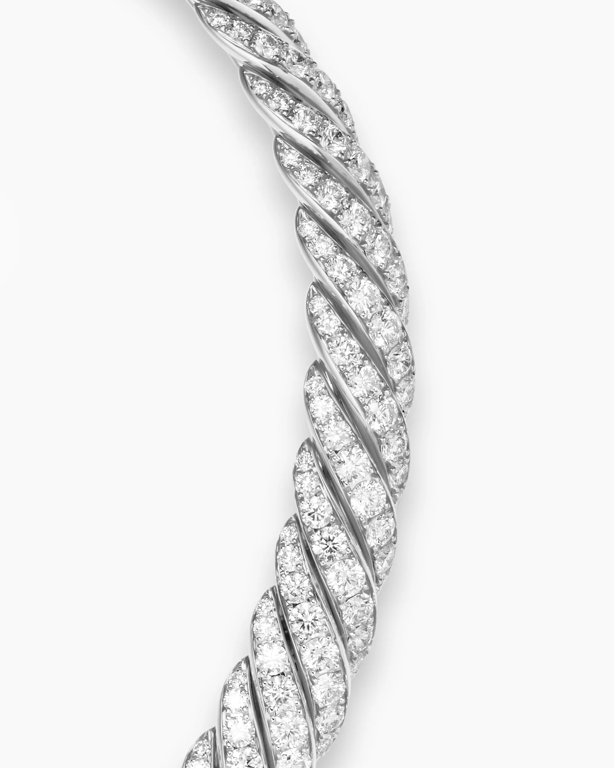 Sculpted Cable Flex Necklace 18K White Gold with Diamonds, 11mm