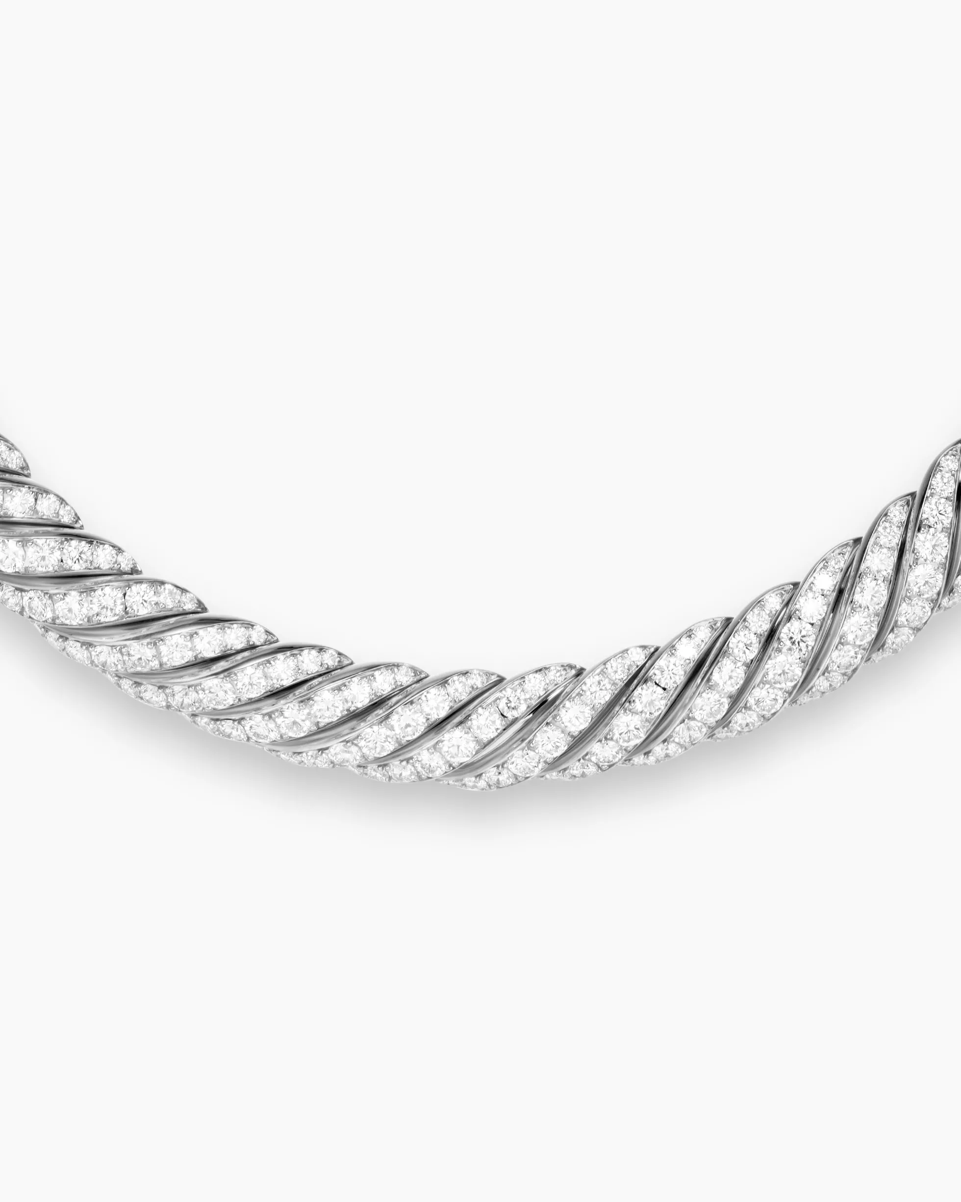Sculpted Cable Flex Necklace 18K White Gold with Diamonds, 11mm