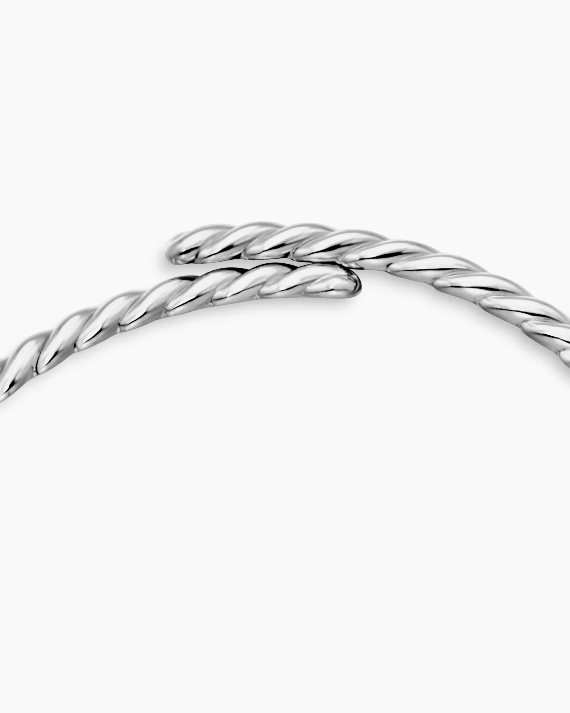 Sculpted Cable Flex Necklace 18K White Gold with Diamonds, 7.5mm
