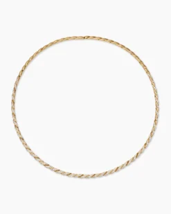 Sculpted Cable Flex Necklace 18K Yellow Gold with Diamonds, 3.7mm