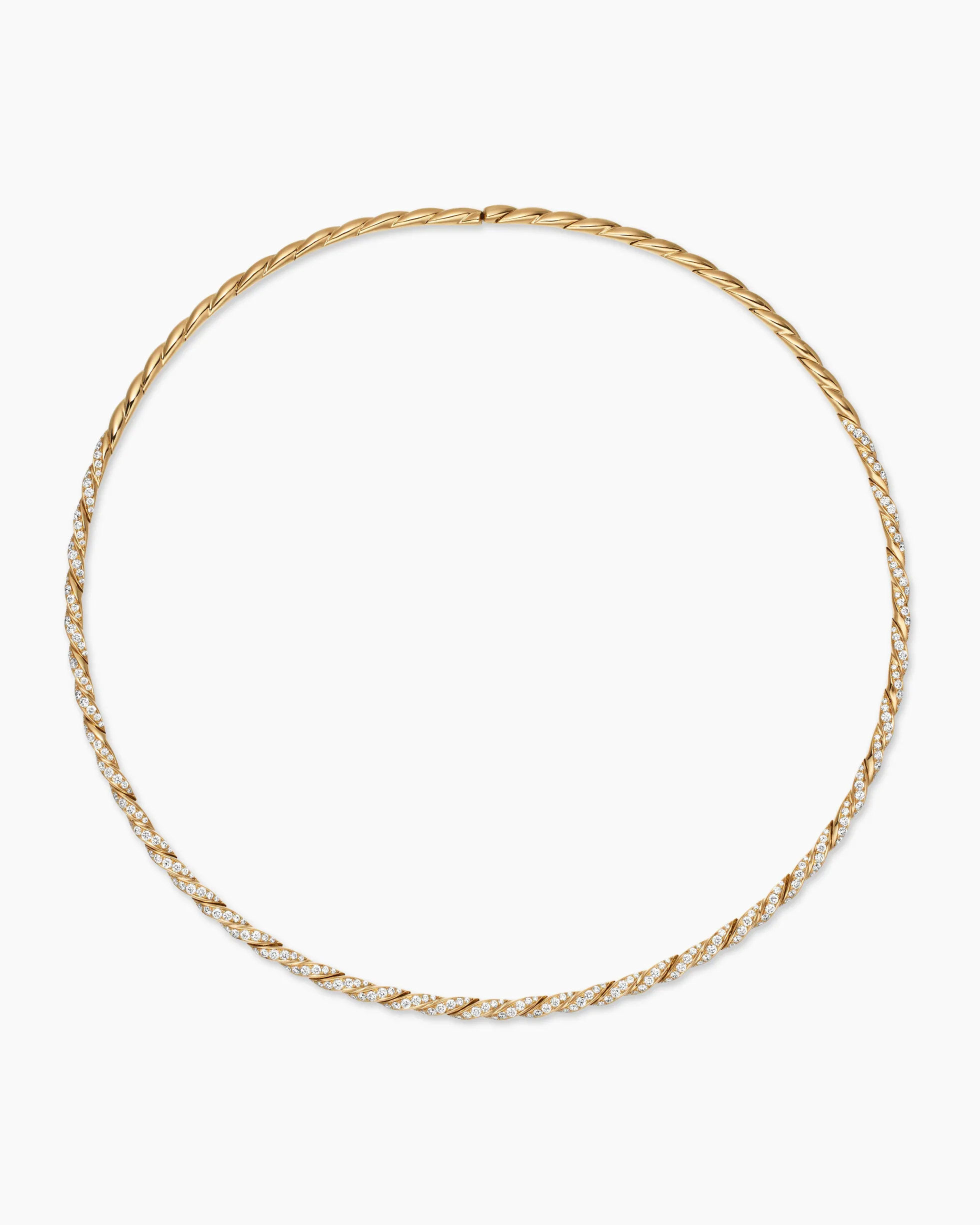 Sculpted Cable Flex Necklace 18K Yellow Gold with Diamonds, 3.7mm