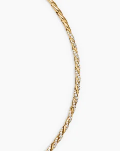 Sculpted Cable Flex Necklace 18K Yellow Gold with Diamonds, 3.7mm