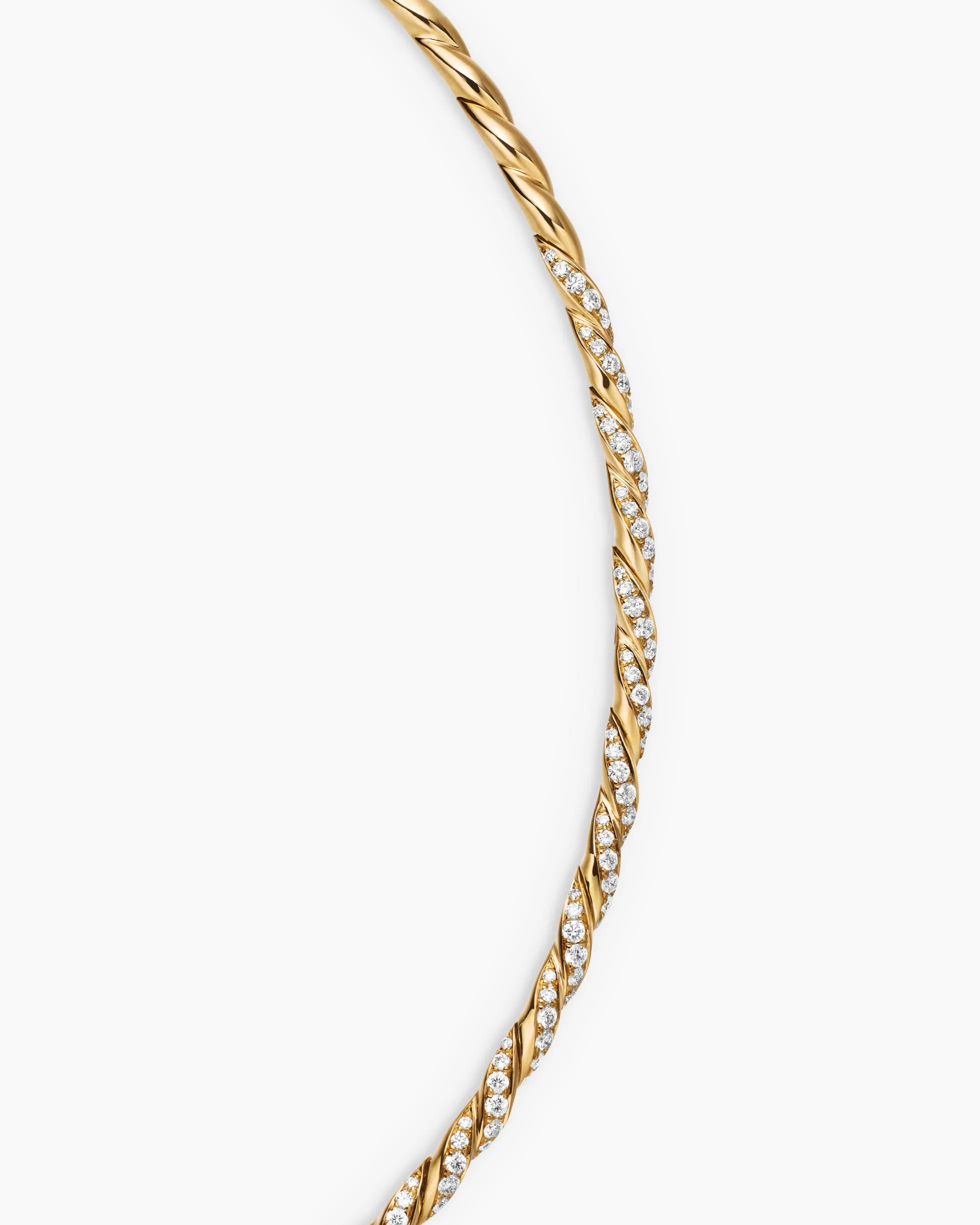 Sculpted Cable Flex Necklace 18K Yellow Gold with Diamonds, 3.7mm