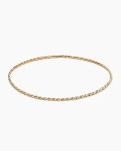 Sculpted Cable Flex Necklace 18K Yellow Gold with Diamonds, 3.7mm