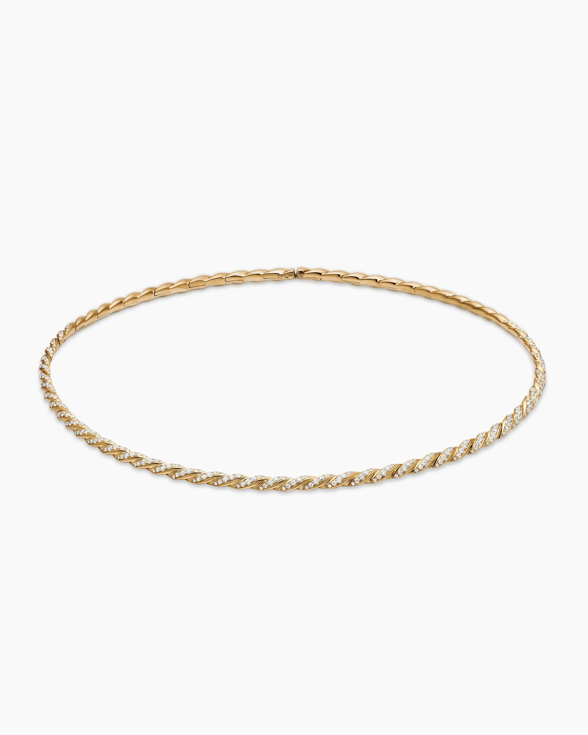Sculpted Cable Flex Necklace 18K Yellow Gold with Diamonds, 3.7mm