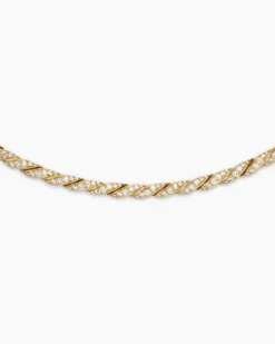 Sculpted Cable Flex Necklace 18K Yellow Gold with Diamonds, 3.7mm