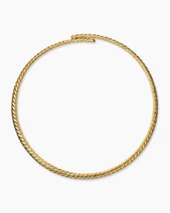 Sculpted Cable Flex Necklace 18K Yellow Gold, 5mm