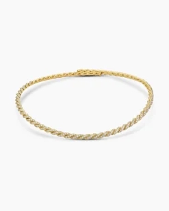 Sculpted Cable Flex Necklace 18K Yellow Gold with Diamonds, 5mm