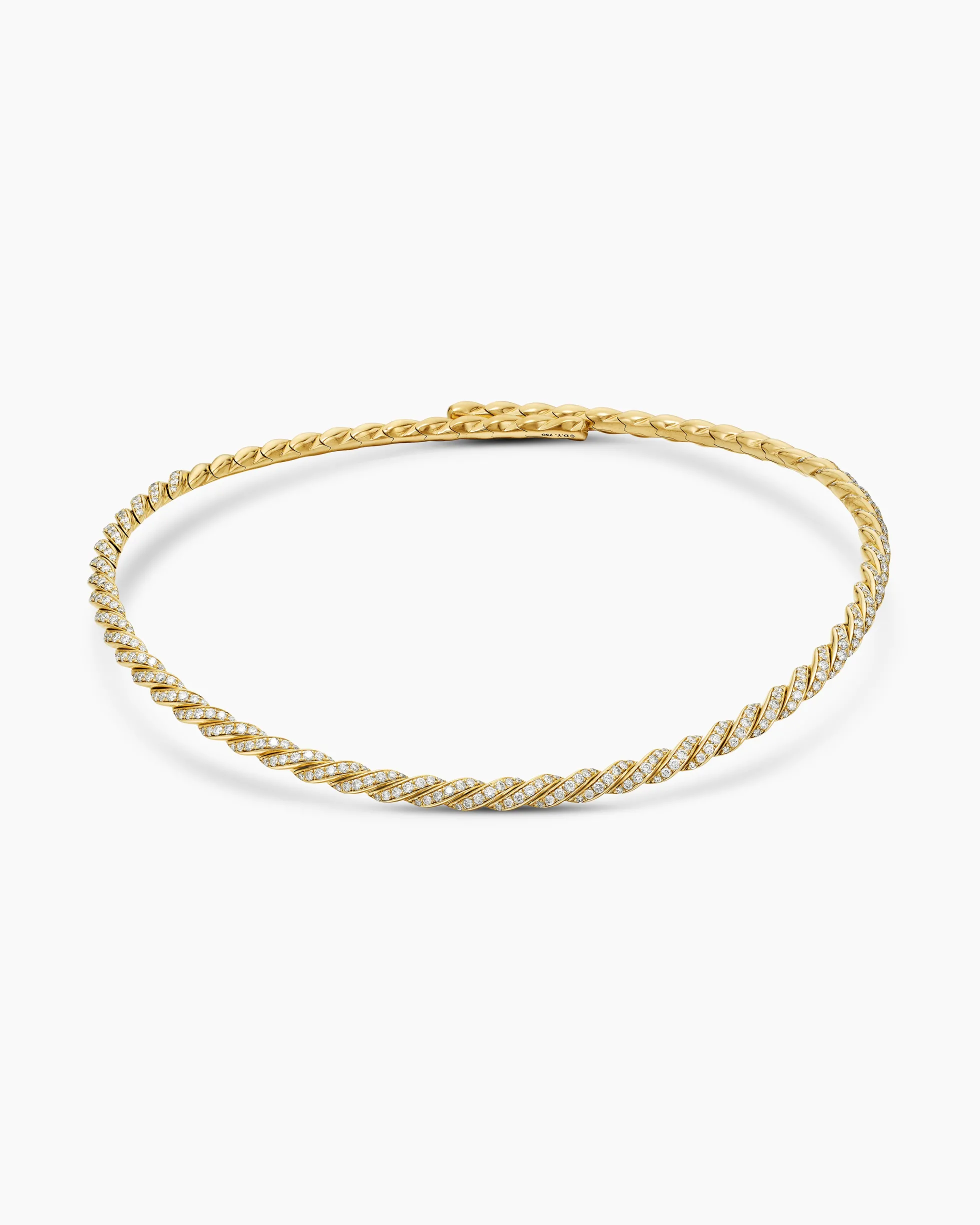Sculpted Cable Flex Necklace 18K Yellow Gold with Diamonds, 5mm