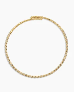 Sculpted Cable Flex Necklace 18K Yellow Gold with Diamonds, 5mm