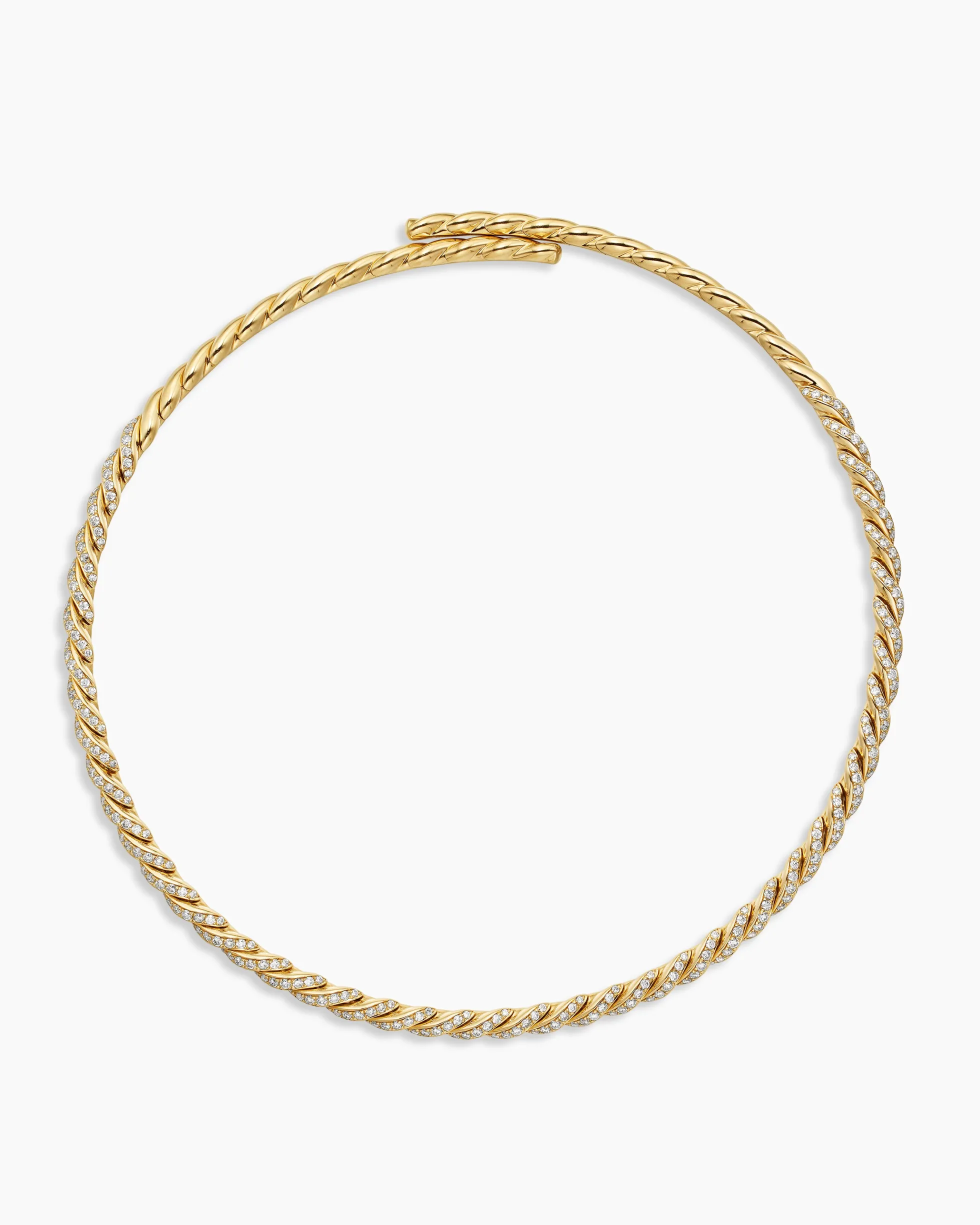 Sculpted Cable Flex Necklace 18K Yellow Gold with Diamonds, 5mm