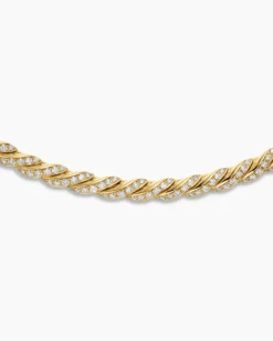 Sculpted Cable Flex Necklace 18K Yellow Gold with Diamonds, 5mm