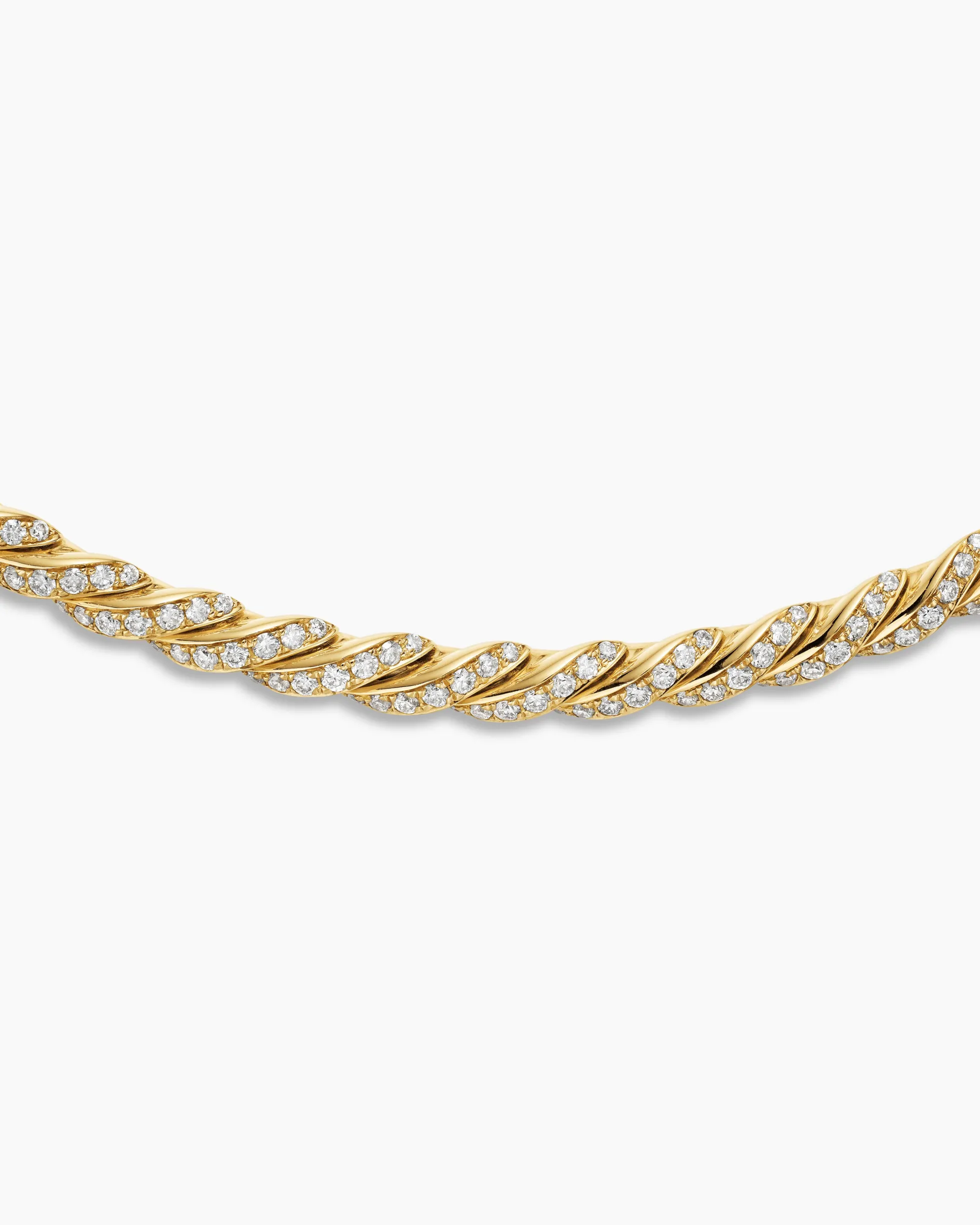 Sculpted Cable Flex Necklace 18K Yellow Gold with Diamonds, 5mm