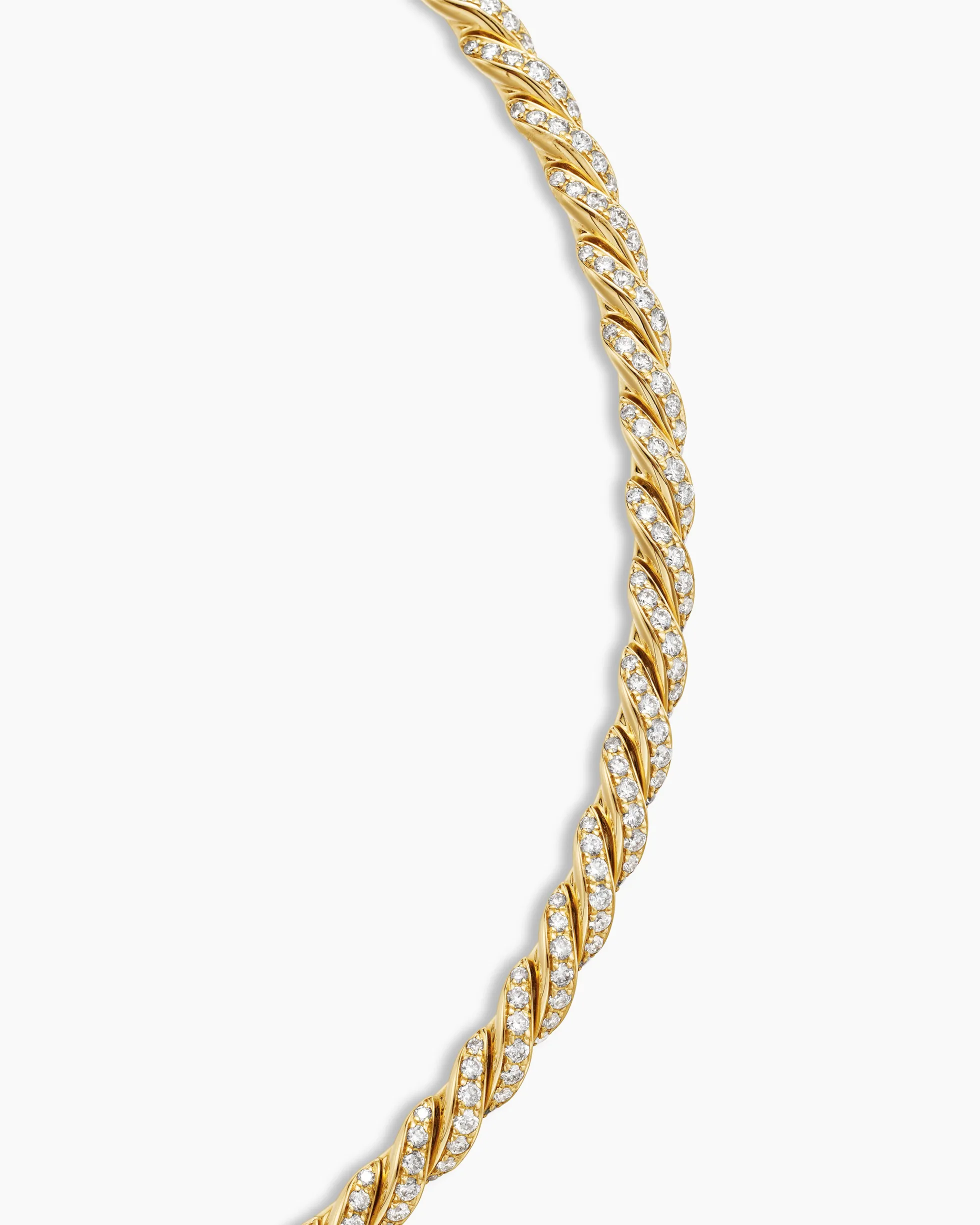 Sculpted Cable Flex Necklace 18K Yellow Gold with Diamonds, 5mm