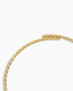 Sculpted Cable Flex Necklace 18K Yellow Gold with Diamonds, 5mm