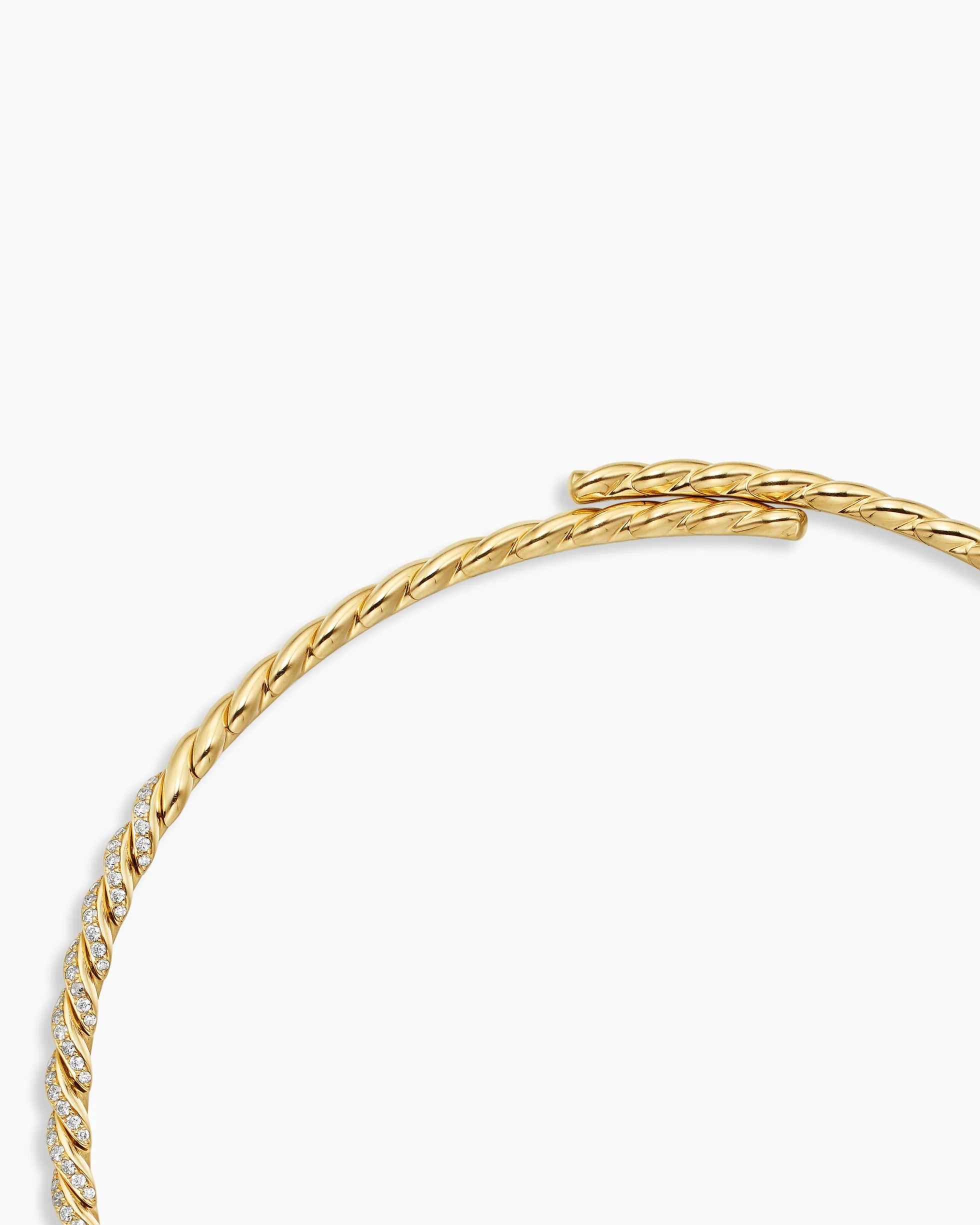 Sculpted Cable Flex Necklace 18K Yellow Gold with Diamonds, 5mm