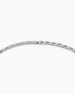 Sculpted Cable Flex Necklace 18K White Gold with Diamonds, 3.7mm