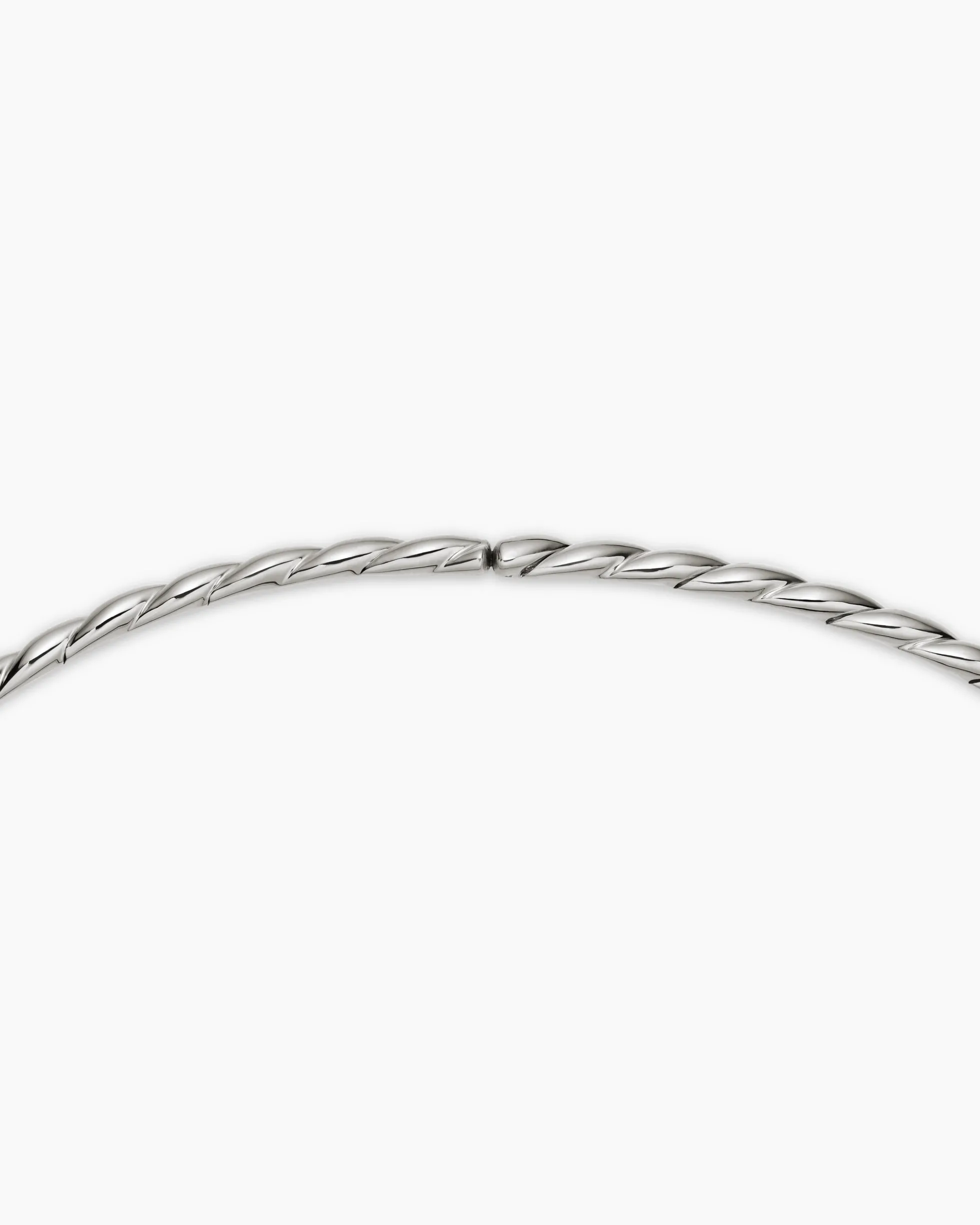 Sculpted Cable Flex Necklace 18K White Gold with Diamonds, 3.7mm