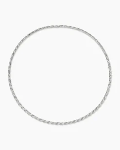 Sculpted Cable Flex Necklace 18K White Gold with Diamonds, 3.7mm