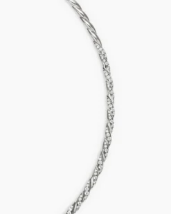 Sculpted Cable Flex Necklace 18K White Gold with Diamonds, 3.7mm