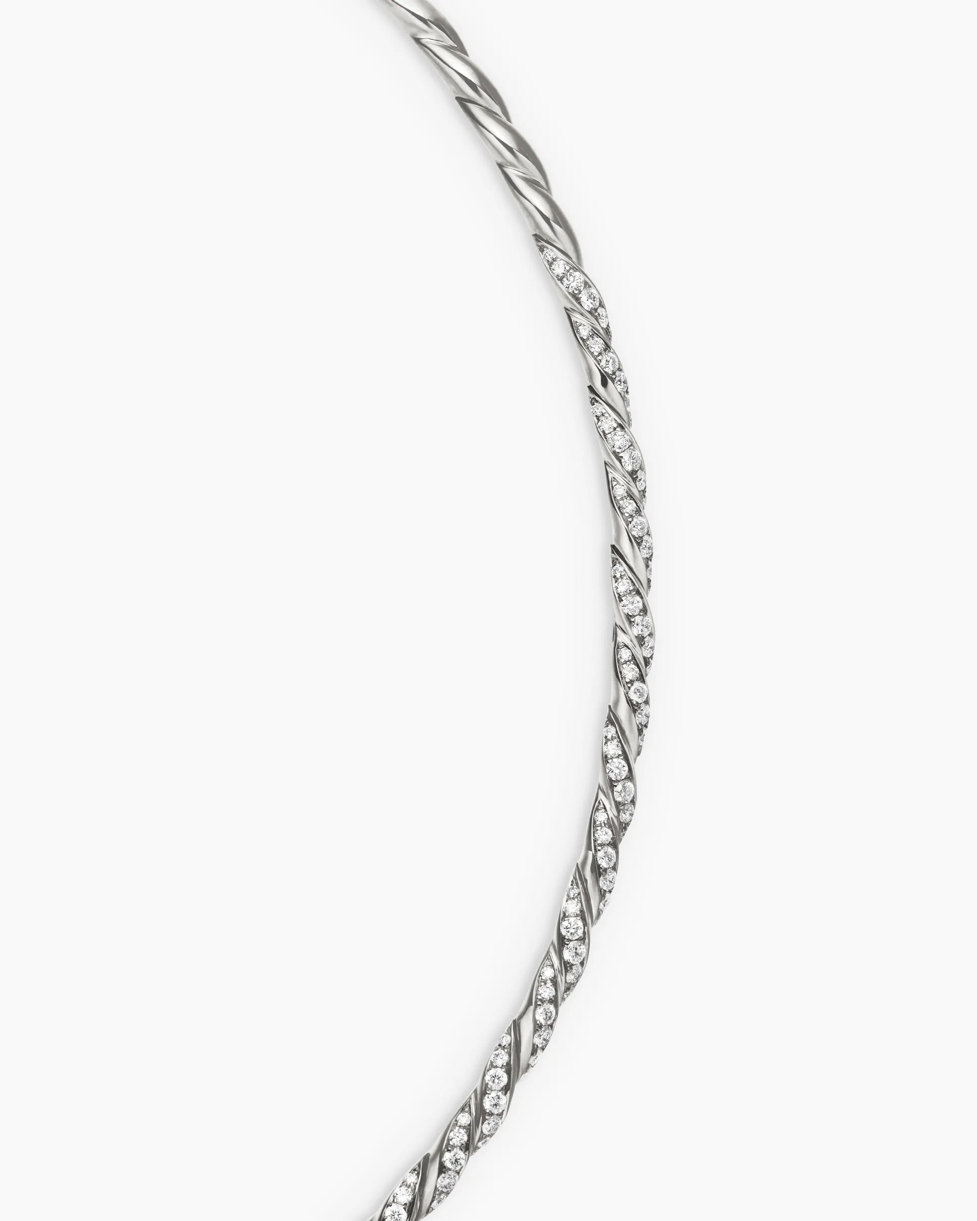Sculpted Cable Flex Necklace 18K White Gold with Diamonds, 3.7mm