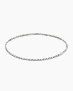 Sculpted Cable Flex Necklace 18K White Gold with Diamonds, 3.7mm