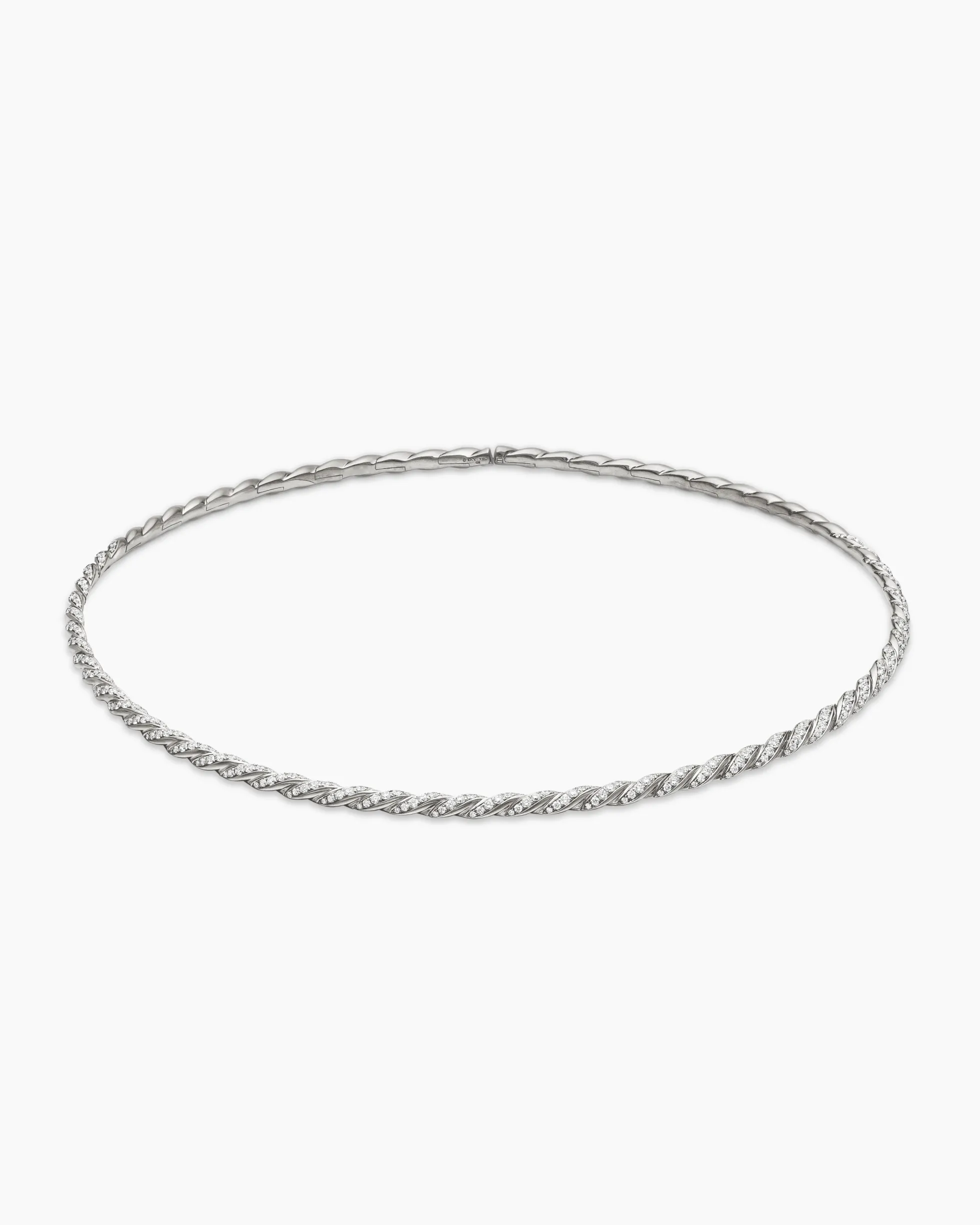Sculpted Cable Flex Necklace 18K White Gold with Diamonds, 3.7mm