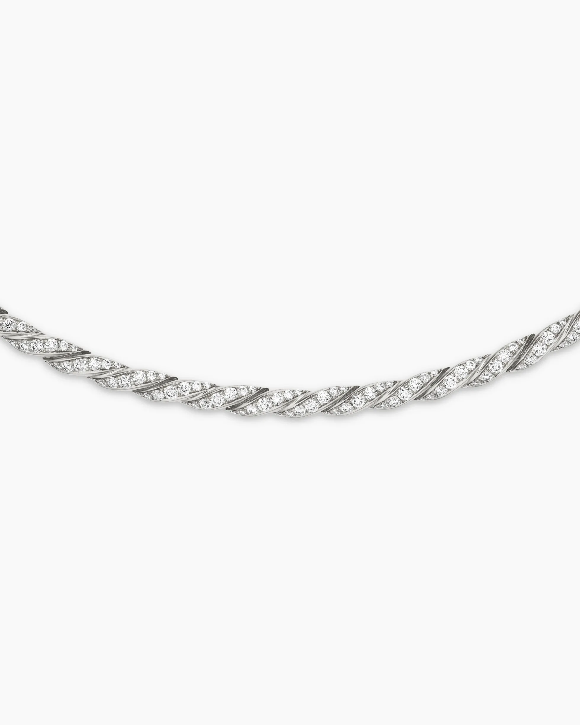 Sculpted Cable Flex Necklace 18K White Gold with Diamonds, 3.7mm