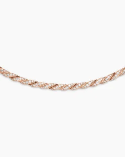 Sculpted Cable Flex Necklace 18K Rose Gold with Diamonds, 3.7mm