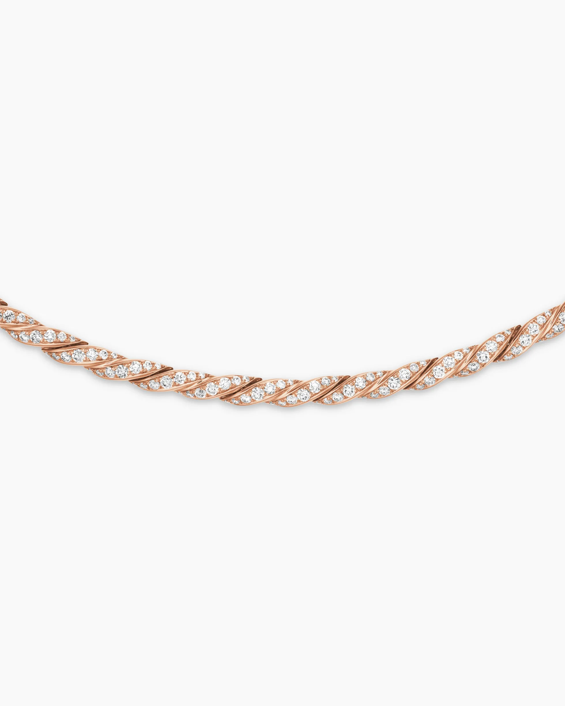 Sculpted Cable Flex Necklace 18K Rose Gold with Diamonds, 3.7mm